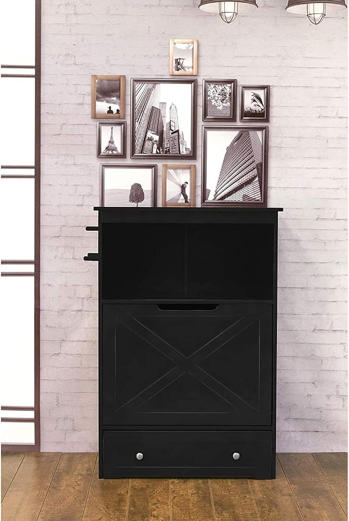 zoovilla Windsor Pet Feeders with storage - dog bowl stand, pet feeder station, Black 13.78?D x 24.02?W x 35.04?H