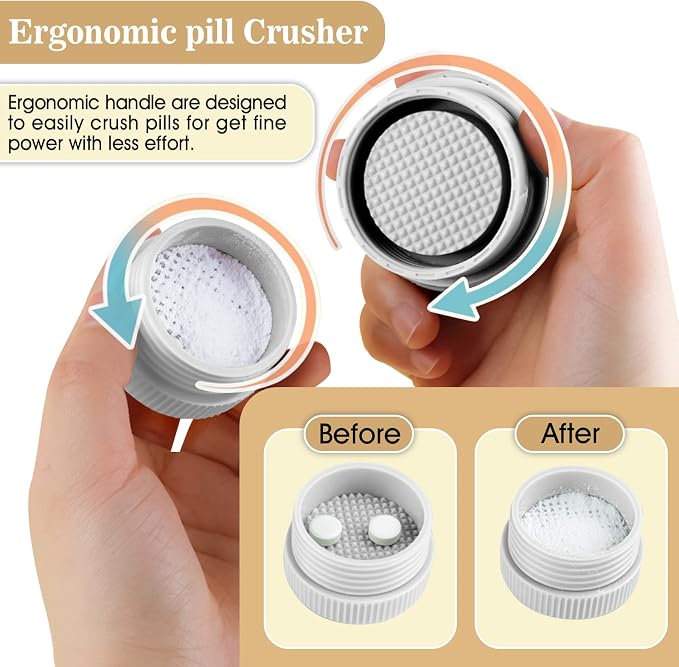 Pill Cutter Crusher Splitter: 3-in-1 Portable Storage Case White