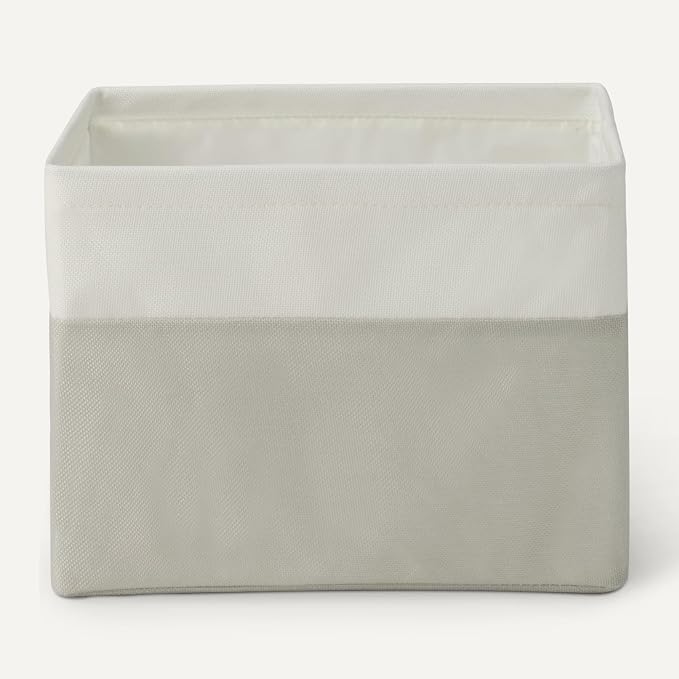Amazon Basics Collapsible Storage Bins with Faux Leather Handles, Foldable Organizing Containers for Closet, Clothes, Toys, Linen, Large, 3-Pack