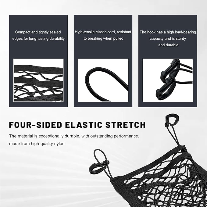 3-Layer Car Mesh Organizer, Stretchable Auto Seat Back Net Bag Safety Barrier, Elastic Mesh Storage Organizer Front Seat Pet Divider for Cars SUVs Trucks, Car Accessories