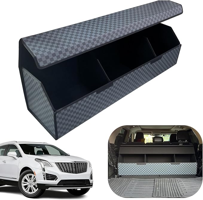 Car Trunk Organizer for For Cadillac XT5 - Custom Fit,Easy Installation，Large Space Outdoor Trunk Organizer with Leather,Hook and Loop Fastener,4-Layer Cover,For Cadillac XT5 2017-2025