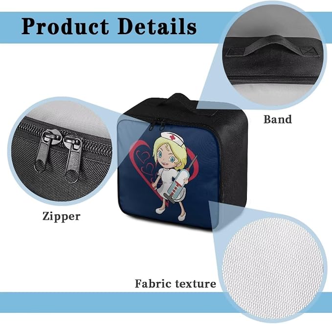 Nurse Girl First Aid Bag Cute First Aid Kit Bag Empty Medicine Bag for Home Outdoor Travel Camping Hiking Medium Empty Medical Storage Bag Portable Pouch Dark Blue