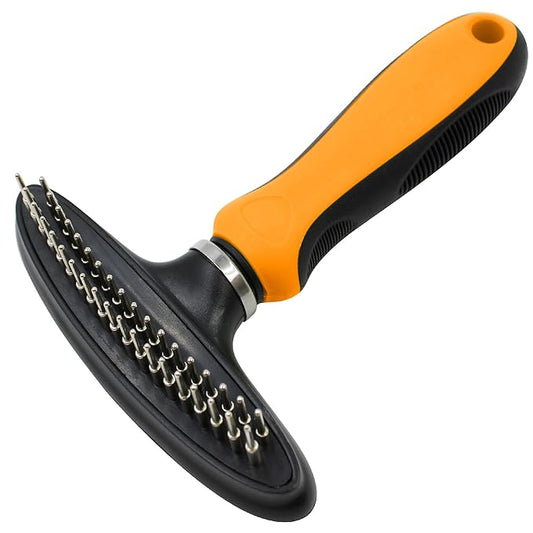 Pet Life ® Flex Series Dual-Row Grooming Rake Cat and Dog Pet Comb