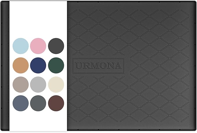 URMONA 31" x 22" Waterproof Silicone Mat in Multiple Sizes & Colors, Under Sink Mat for Kitchen & Bathroom, Pet Food Pad for Dogs & Cats, Kitchen Cabinet Liner, Multi-Purpose for Storage(Black)
