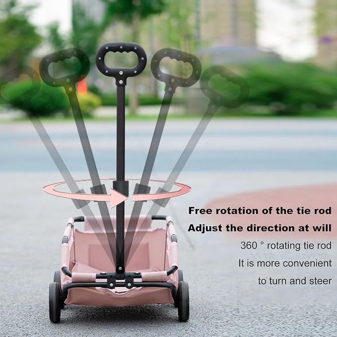 Folding Utility Cart,Small Cart 4 Wheels,Travel Shopping Walking Metal Cloth Safe Design Easy Clean Breathable Interior Compact Maneuverable Pull Rod Adjustable