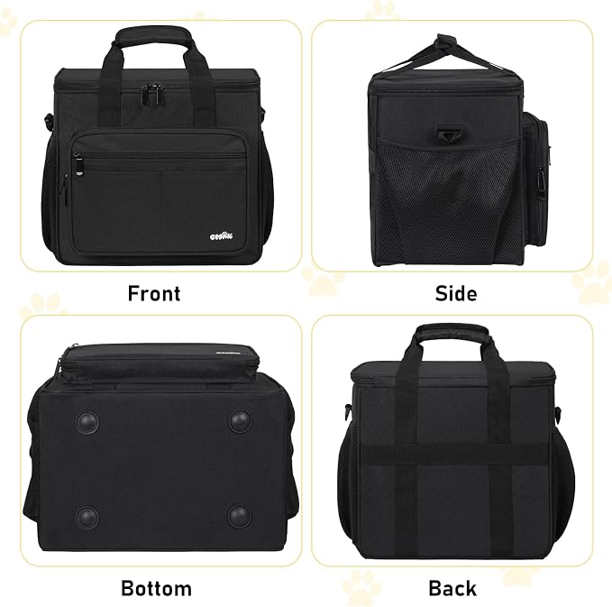 GMAK Pet Grooming Bag,Pet Hair Clipper Organizer Grooming Bag for Equipment | Dog Grooming Tote Bags Pets Tools Supplies Organizer for Dog Cat Equipment, Grooming Tools and Accessories, Black