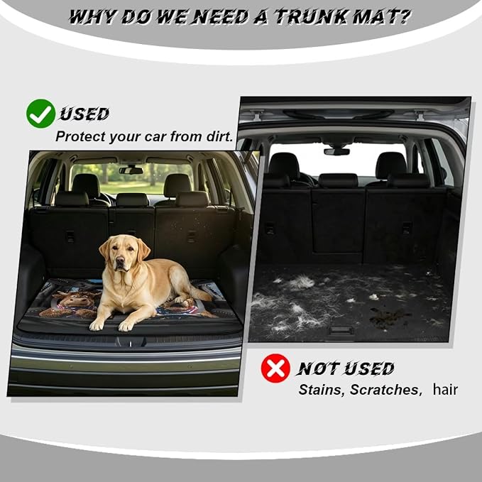 Universal Car Trunk Mat Driving Animal Cattle Cargo Liner 29" x 39", Non-Slip Trunk Protection Covers Rear Trunk Mats Fits Most Cars SUV, All Weather Used