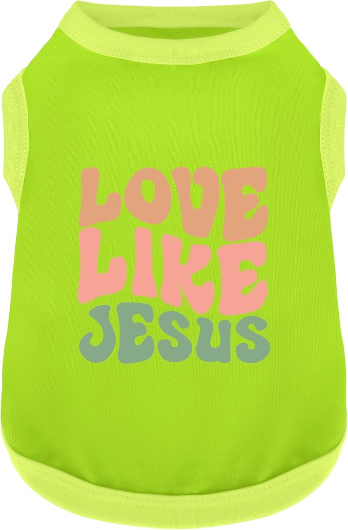 Discover Cozy Cotton Canine Wear: Soft, Lightweight, and Breathable Dog Shirt Vest with Eye-Catching Graphics(Love Like Jesus), Keeping Your Furry Friend Warm and Comfy! Green 4XL
