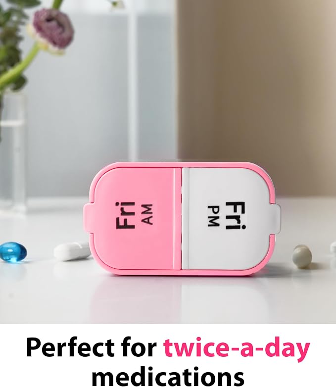 Extra Large Pill Organizer – Weekly Pill Box 7 Day AM PM for Big Vitamins & Supplements, Large Capacity Medication Dispenser with 7 Detachable Compartments, XL Pill Organizer 2 Times a Day