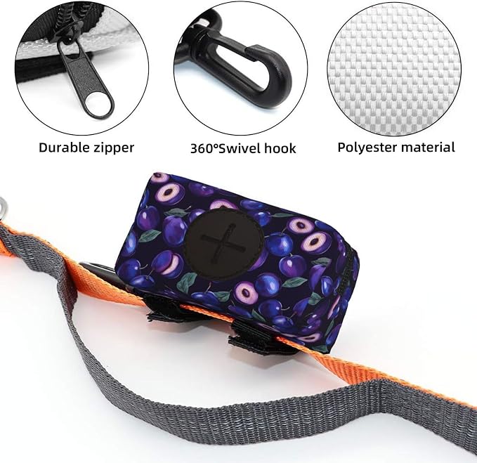 Plum Fruit Pet Waste Bag Dispenser 0.2L | Portable Dog Poop Holder Waste Bag With Zipper Park Doggy Walking Accessory