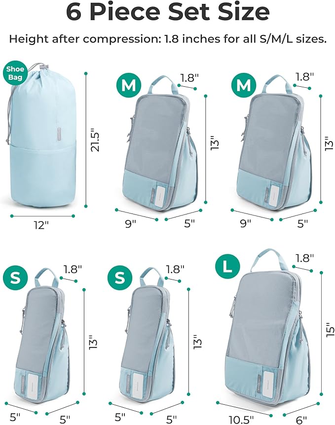 BAGSMART Compression Packing Cubes for Travel Essentials | 14 Set /6 Set /4 Set/2 Set, Lightweight, Durable