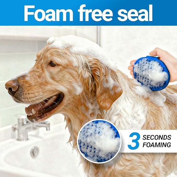 Pet Bath Brush, 2Pcs Dog Bath Brush 2 in 1 Dog Shampoo Brush with Built-in Soap Dispenser for Showering Long Short Haired Dogs Cats (Blue)