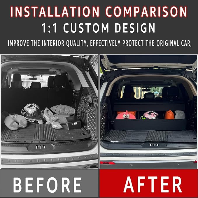 Car Trunk Organizer for For Lincoln MKZ - Custom Fit,Easy Installation，Large Space Outdoor Trunk Organizer with Leather,Hook and Loop Fastener,4-Layer Cover,For Lincoln MKZ 2013-2020