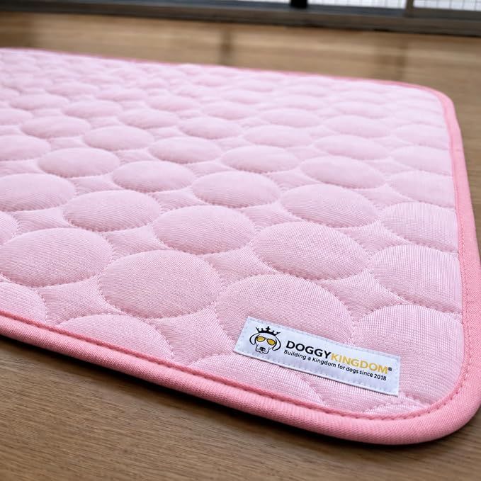 Doggykingdom Cooling Mat for Dogs – Ice Silk Self-Cooling Pet Pad for Dogs & Cats, Breathable Washable Cooling Pad for Crate, Kennel, Car & Floor, Summer Sleeping Mat, No Water Needed, Pink, X-Small