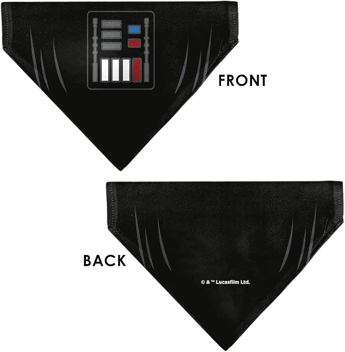Star Wars Pet Bandana Slide On Slip Through | Star Wars Darth Vader Character Close Up Black Double Sided Polyester