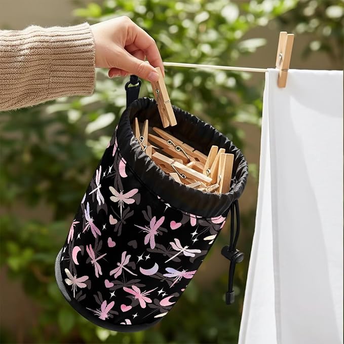 Zebra Print Clothespin Bag, Large Clothes Pin Hanging Bag, Pin Bag with Large Opening for Clothes Lines Outside Yard Home Decoration
