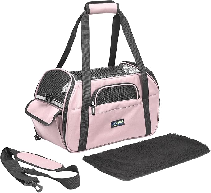 Jespet Airline Approved Soft-Sided Kennel Pet Carrier Travel Handbag | Lightweight, Foldable, Portable, Built-In Safety Leash, Luggage Sleeve, for Cats & Small Dogs, for Indoor & Outdoor