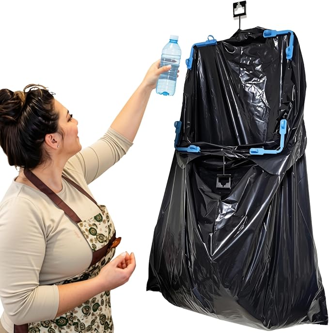 Portable Trash Bag Holder Stand For 20-33+ Gallon Liners. 16x17in Hanging Stand for Waste or Storage & Organization. Garbage can For Home Recycling Camping Picnic Party Boat Car RV or Leaf Collector