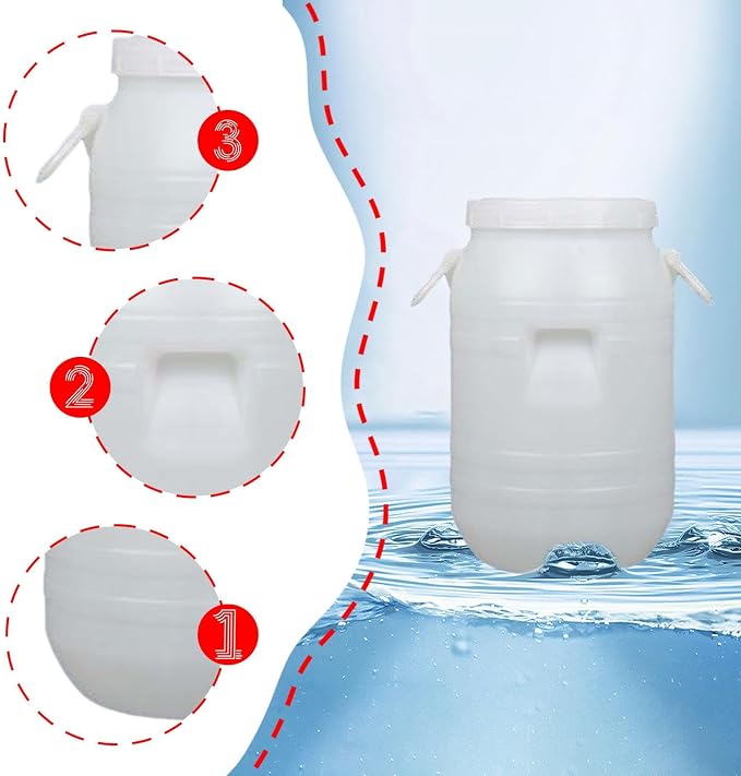 Pp Bucket with Lid Barrel Multifunctional Storage Bin Food Storage Container for Pantry for Rice Pet Food Hotel Bar, 15 L Round