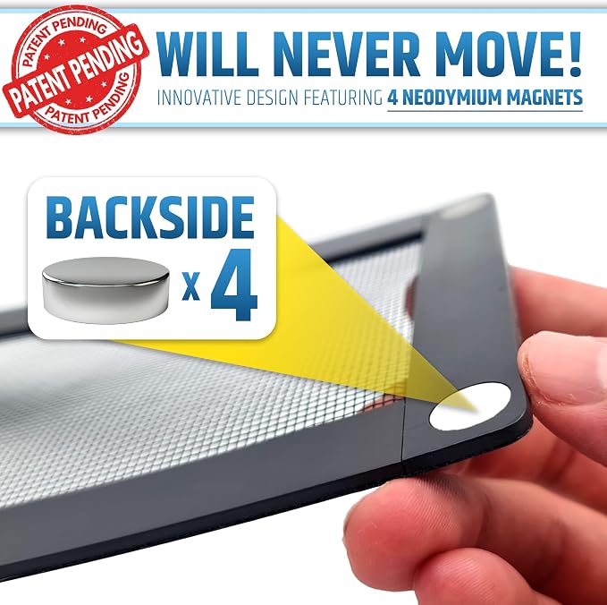 Powerful Magnetic Vent Screen Mesh Covers (3-Pack) That Will Never Move or Fall - for Floor, Wall & Ceiling Registers of Width 5" to 6", Length 11" to 12" - Super Strong Neodymium Magnets | Black