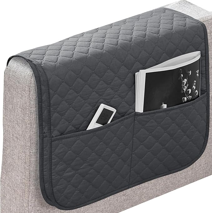 Sofa Armrest Covers Comfortable Anti-Slip Waterproof | Recliner Arm Protector for Books Tablet Phone TV Remote Cellphone Book Phones Pets Chocolate Remote Control Snack