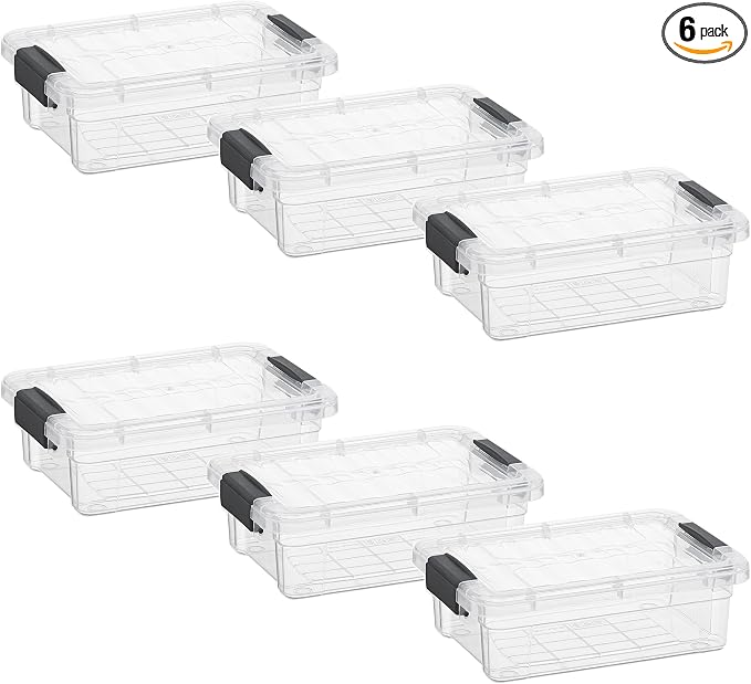 Superio 1.27 Quart Clear Plastic Storage Containers with Lids, Stackable Organizer Bins, BPA-Free Storage Boxes for Home, Office, Dorm & Classroom, 6 Pack