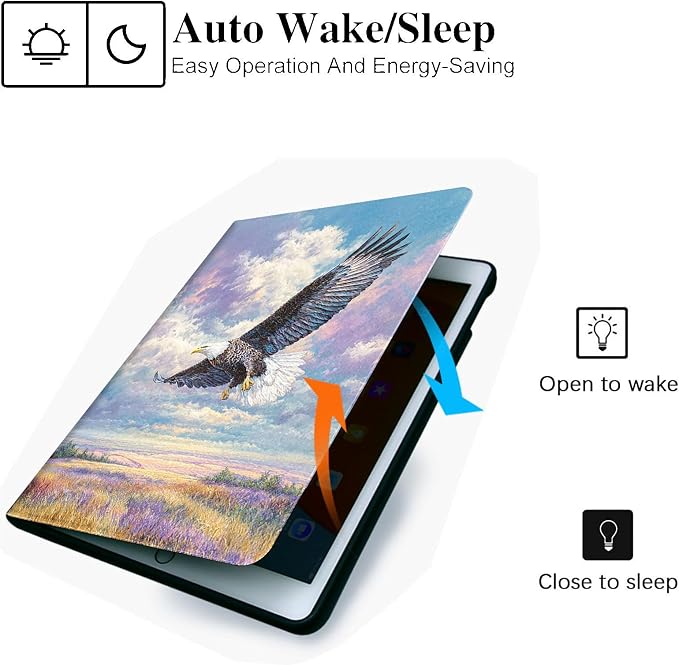 for Microsoft Surface Go 4/3/2/1-10.5" 2021 Tablet Case,Auto Wake/Sleep,Adjustable Stand Protective Cover - American Eagle Flying