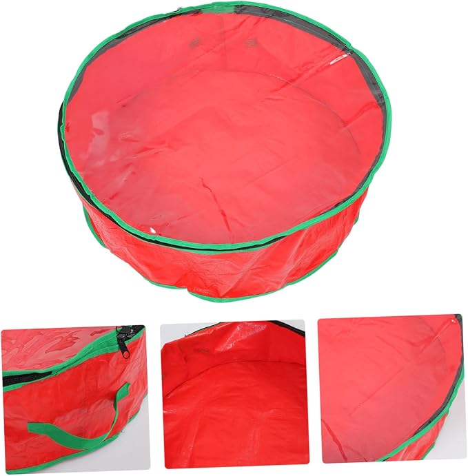 1pc Wreath Storage Bag with Clear Window Holiday Wreath Container Packing Bag for Christmas Decorations for Storing
