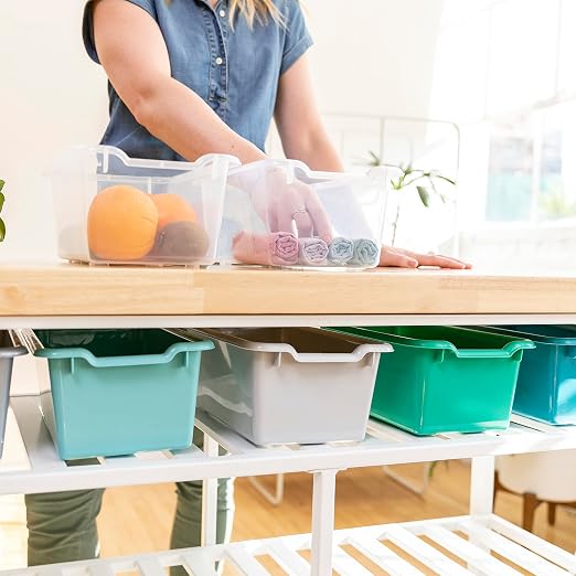 ECR4Kids Scoop Front Storage Bins, Multipurpose Organization, Contemporary, 10-Piece | Durable plastic, GREENGUARD Gold Certified, 1.2 gallon capacity, lightweight & nestable, built-in handle, classroom/home use