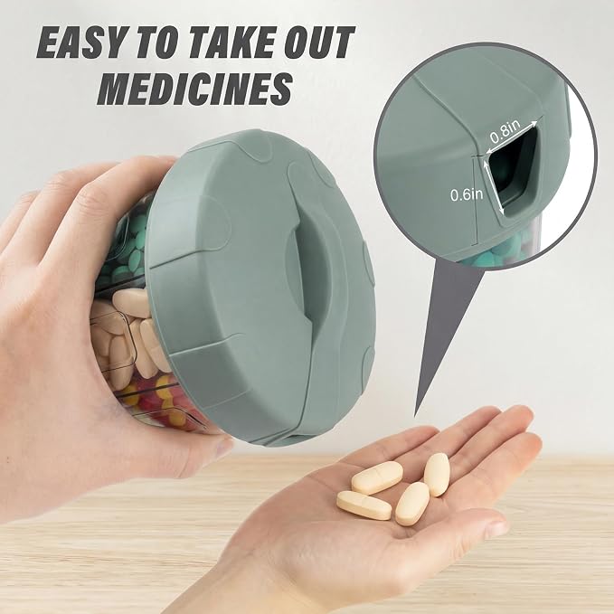 Mossime 7-Compartment Supplement Organizer, TPU Soft Lid Pill Dispenser | Extra Large 7 Compartments, Easy Open TPU Soft Lid, One Month Supply, Travel Medication Storage, Vitamin Holder