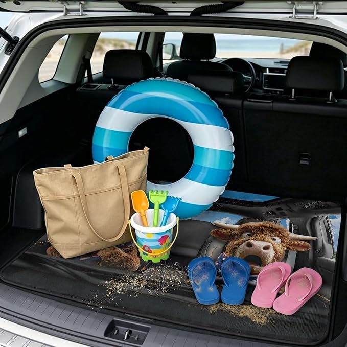 Universal Car Trunk Mat Driving Animal Cattle Cargo Liner 29" x 39", Non-Slip Trunk Protection Covers Rear Trunk Mats Fits Most Cars SUV, All Weather Used