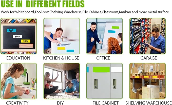 STTMGN Dry Erase Big Magnetic Labels (4.8x3.2,Pack of 20),Large Write On Magnets Name Plates Sticker,Waterproof/Reusable for Refrigerator&Lockers&Whiteboard&Cabinet(Green)