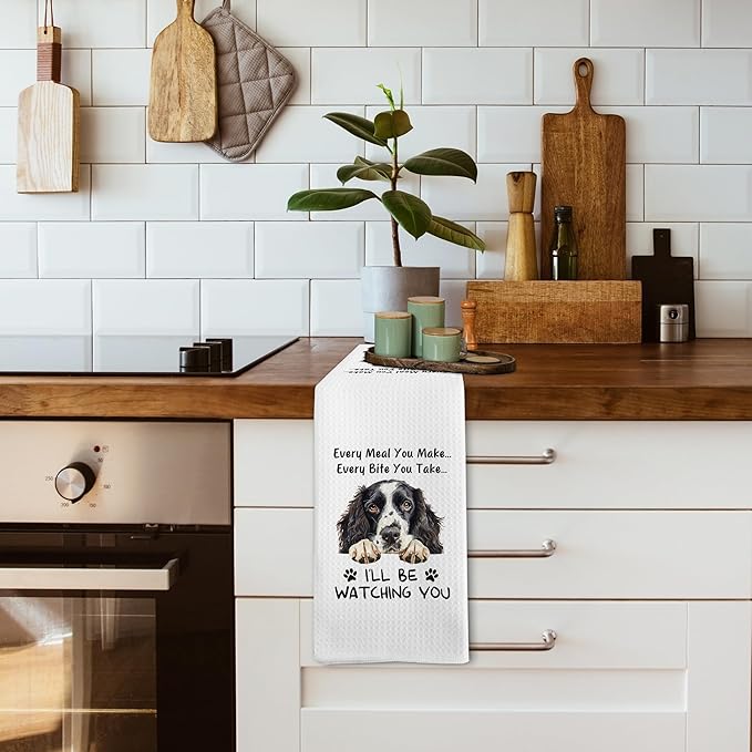 Funny English Springer Spaniel Dog Kitchen Towels Decor, English Springer Spaniel Dog Gifts for Women Men, Every Meal You Make Every Bite You Take Dish Hand Tea Towels for Kitchen, 16x24Inch