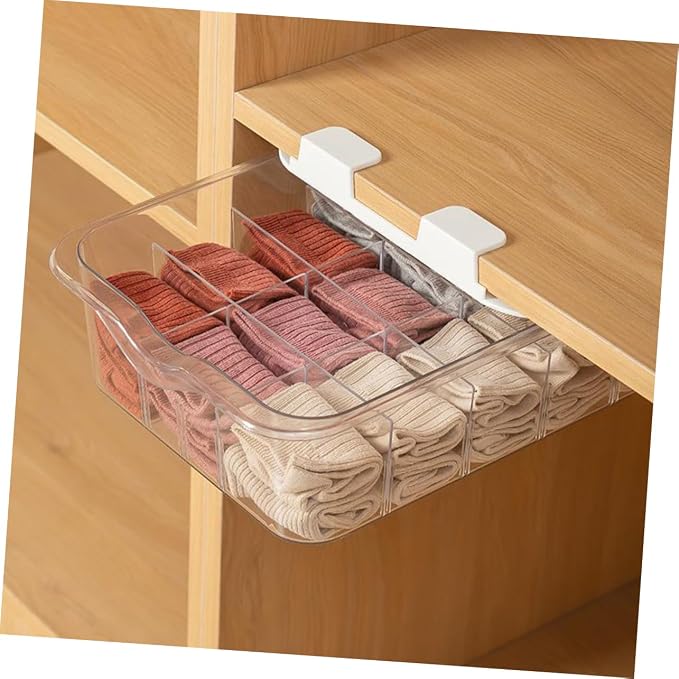VOSAREA Drawer Organizer Box 15-Grid PET with Lid for Socks