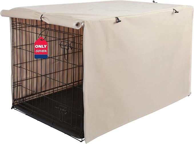 Deblue Dog Crate Cover, Durable Polyester Indoor Pet Kennel Cover | Fit for 1 2 Doors Standard Wire Cage 48.0"L x 30.0"W x 33.0"H Tan