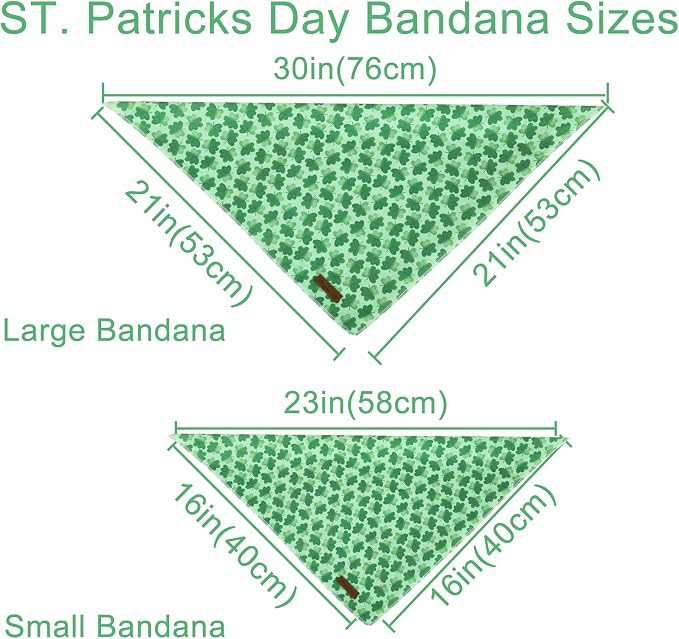 St. Patrick's Day Dog Bandana, Shamrock Triangle Bid Scarf, Cotton Green Bandana for Boy & Girl Dogs, Cute Spring Dog Kerchief
