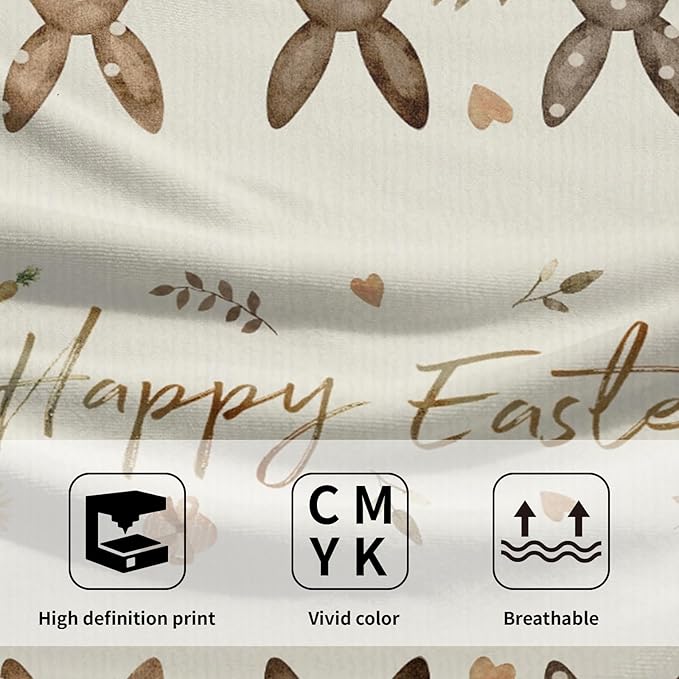 Giwawa Happy Easter Hand Towel Set of 2 Spring Cute Bunny Rabbits Egg Carrot Towel Brown Buffalo Plaids Quick Drying Dish Wash Cloth for Hotel Bathroom Gym Home Spa Holiday Decor