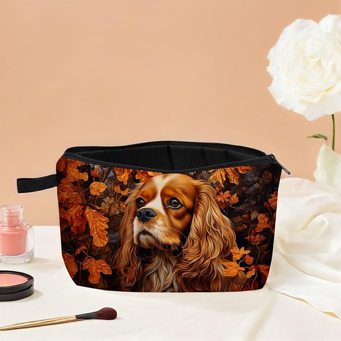 Cavalier King Charles Spaniel Makeup Bag for Women Travel Cosmetic Organizer Bag Teacher Appreciation Gifts Small Zipper Toiletry Bag