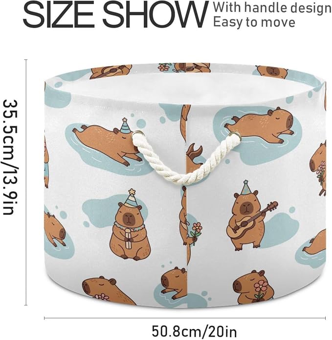 DOMIKING Large Storage Basket for Toys Brown Cute Capybara Storage Bin Box Kids Laundry Hamper for Home Decor Pet Toy Blankets Nursery