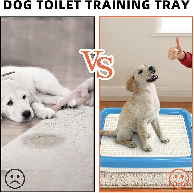 Dog Potty Tray for Small Dogs, Puppy Potty Training Tray 19.7"x14.6" Indoor Dog Toilet, Leak-Proof Pet Pads Holder (Blue)