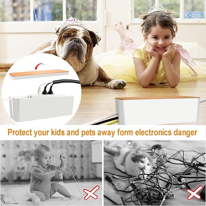 128PCS Cable Management Box 3Pack Cable Management Kit for Power Strip to Hide Wires,Cord Hider Boxes,Cord Box Safe ABS Material Wire Organizer of Cable Clips Sleeve for Home & Office, White