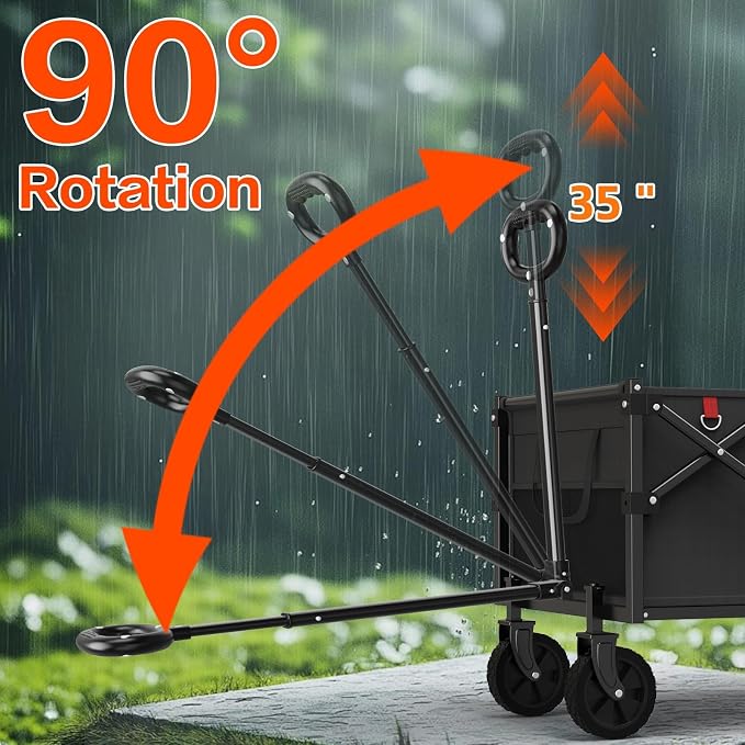 Yozoia Wagons Carts Foldable,120L Collapsible Wagon Cart with Wheels,Black | Foldable, Lightweight, Portable, Simple Installation, for Camping Shopping Beach Garden Sports