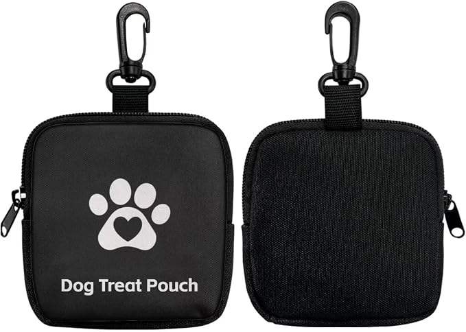 Black Dog Treat Pouch, Multifunctional Pouch for Outdoor Activities and Pet Walks, Multi-Functional Puppy Snack Storage Bag, Travel Pet Treat Container for Dog Owners and Trainers