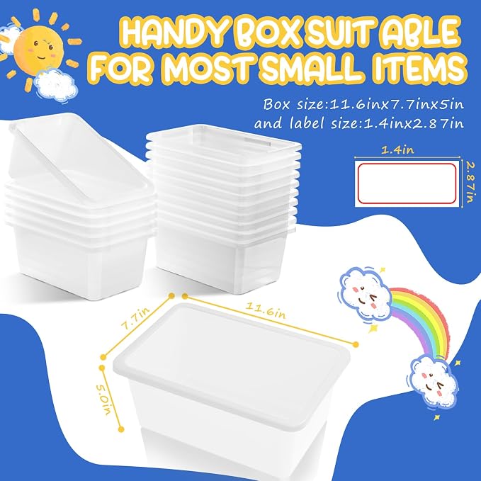 8-Pack Clear Classroom Storage Bins, Plastic Cubby Book Bins for Classroom Organization, Book & Toy Storage Organizer, Perfect for Classroom Library, Shelves, STEM Centers, Daycare & Homeschool