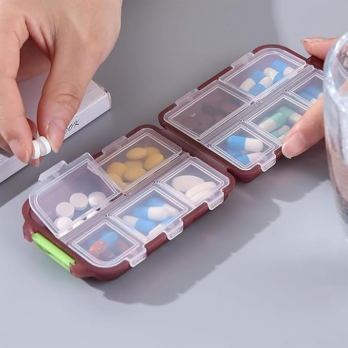 2PCS 7-Day Pill Organizer with Labels – Travel Pill Case, Daily Medication Organizer | Compact & Secure | Fits in Pocket/Purse (3.7” x 2.4”)