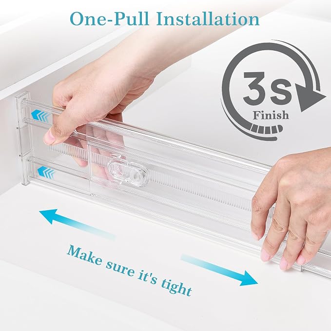 Vtopmart 4" Regular Upgrade Drawer Divider for Clothes, 12.8"-22.3" 12 Pack | Expandable Dresser Drawer Organizer, Clear Separator, Baby Clothing, Underwear, Cosmetics, Toiletries Storage, Space Saving