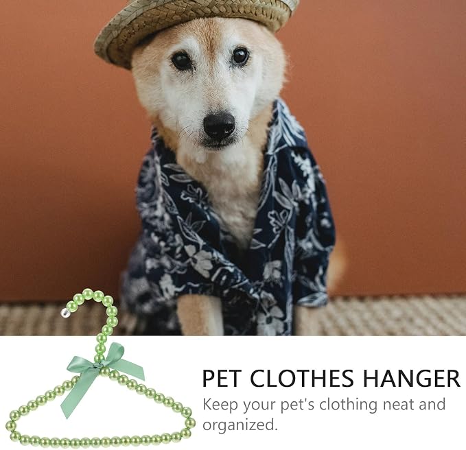 Mipcase 5pcs Creative Pet Clothes Hanger with Pearl Appearance and Bowknot Decor Abs Material Organizer for Pet Clothing to Store and Hang Apparel Efficiently