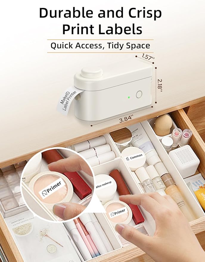 Makeid L1 Label Maker Machine with Tape Includes 3 Label Tapes - Portable & Rechargeable Label Makers Compatible with 9 12 16mm Tape - Mini Bluetooth Labeler for Organizing Office Home School