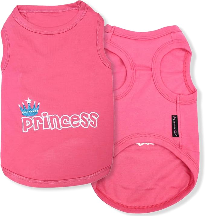 Parisian Pet Princess Dog Shirt – 100% Cotton Shirts for Large Dogs – Pink Sleeveless Pet Clothes – Lightweight and Breathable Dog Apparel – Girl Dogs Clothes - Stretchy Pet T Shirts