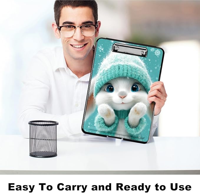 Heavy Duty Storage Clipboard, Slim Nursing Clipboard with Internal Pen Case, Portable File Organizer Case for A4 Letter Size Paper Office Medical Professionals, Green Clothes Rabbit